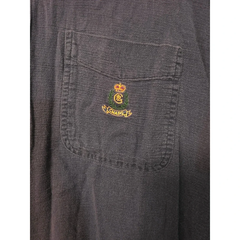 Chaps Ralph Lauren Mens XL Navy Blue Short Sleeve Button Down Crest Logo Shirt